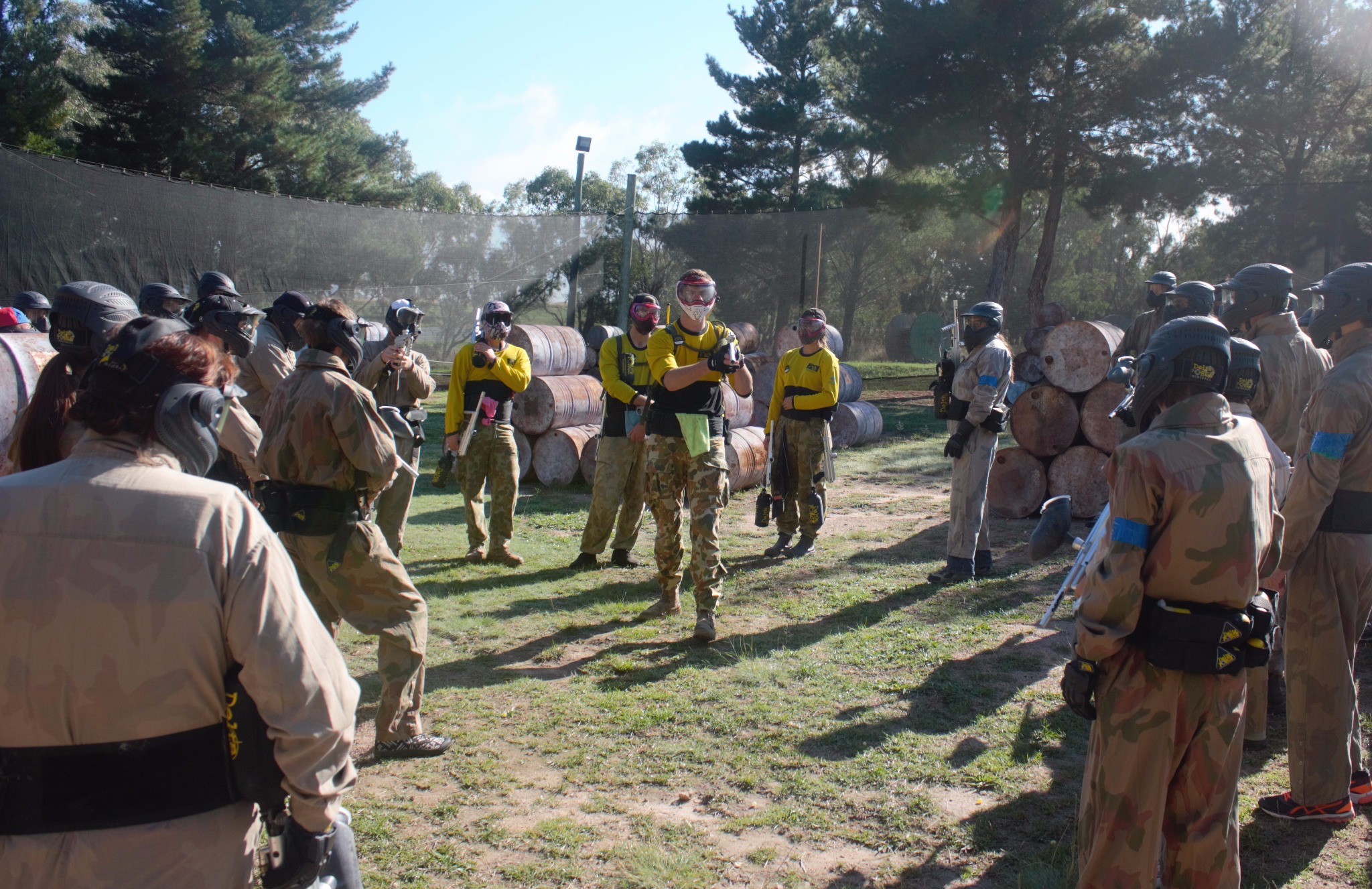 A team of Delta Force marshals wearing yellow uniforms